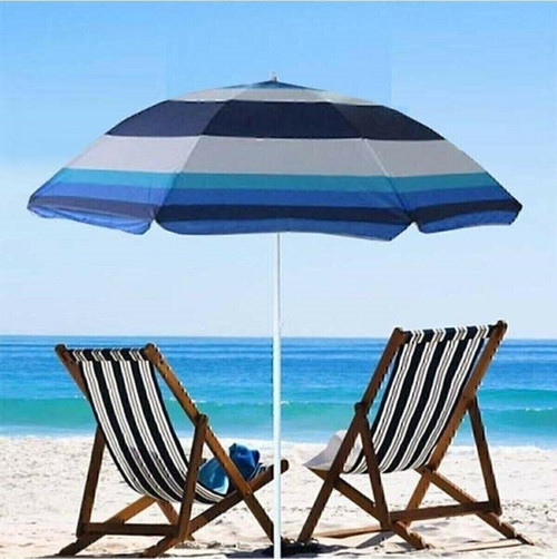 Plaj Deniz Bahçe Balkon Piknik Kamp Güneş Şemsiyesi Katlanır Mavi Beyaz 180 Cm