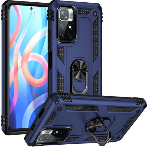 Xiaomi Poco M4 Pro Kapak Military Yüzüklü Stantlı Panzer Tank Kılıf - Lacivert