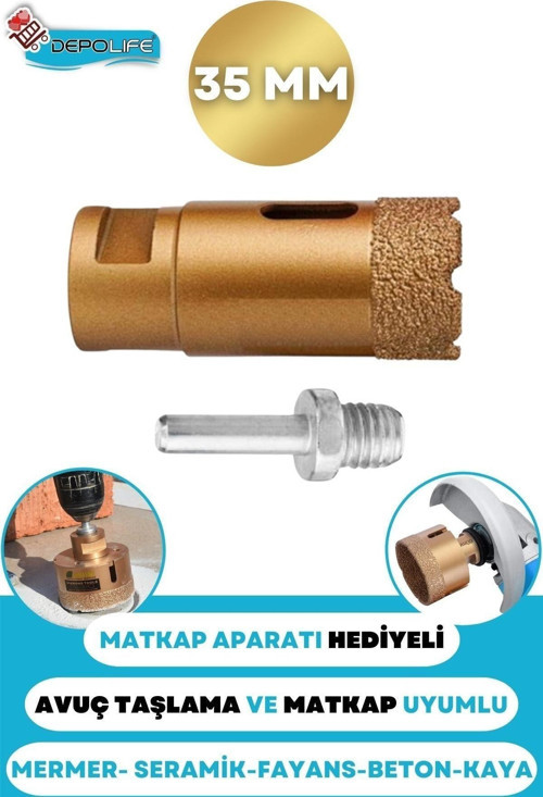 35 Mm Granit Mermer Granit Beton Taş Delme Panç Canavar Avuç Taşlama Matkap Uyumlu Uç M14 Aparat