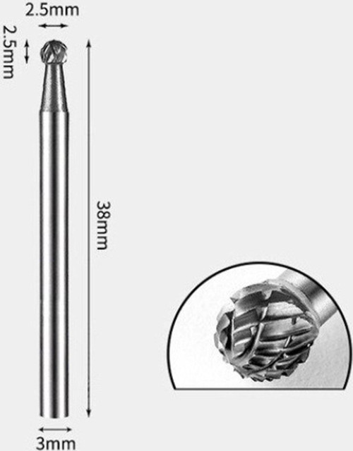 Yoğun Karbür Çelik Tungsten 2.6 Mm Cnc Router , Dremel Vb. Yuvarlak Kafa Carbide Uç