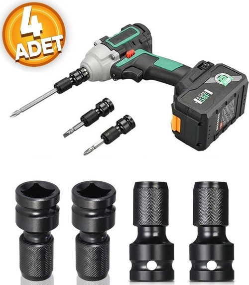 Darbeli Matkap İçin Uç Adaptörü 1/2 Köşeli Tahrik 1/4 Altıgen Şaft Burç Adaptör Hızlı Germe Dönüştür