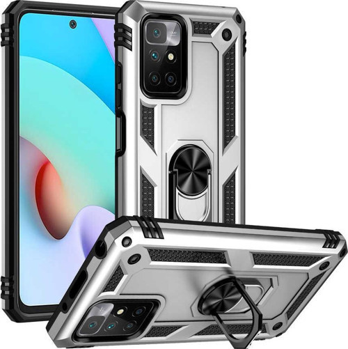 Xiaomi Redmi 10 Kapak Military Yüzüklü Stantlı Panzer Tank Kılıf - Gri