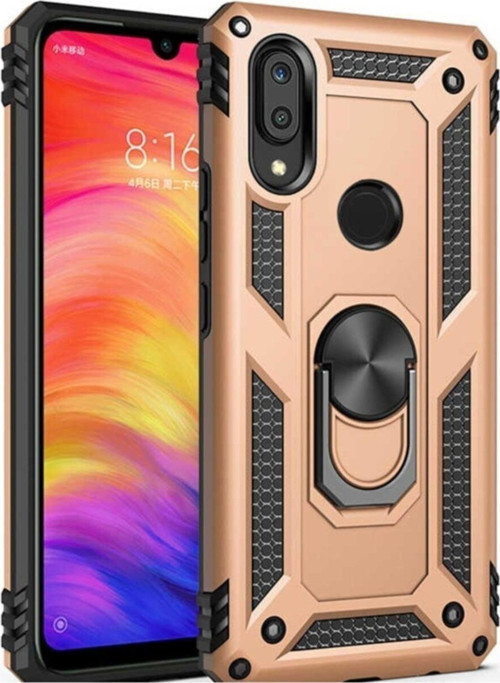 Samsung Galaxy A10s Kapak Military Yüzüklü Stantlı Panzer Tank Kılıf - Gold