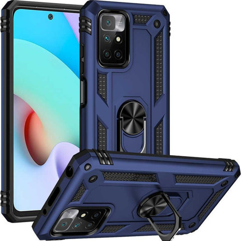 Xiaomi Redmi 10 Kapak Military Yüzüklü Stantlı Panzer Tank Kılıf - Lacivert