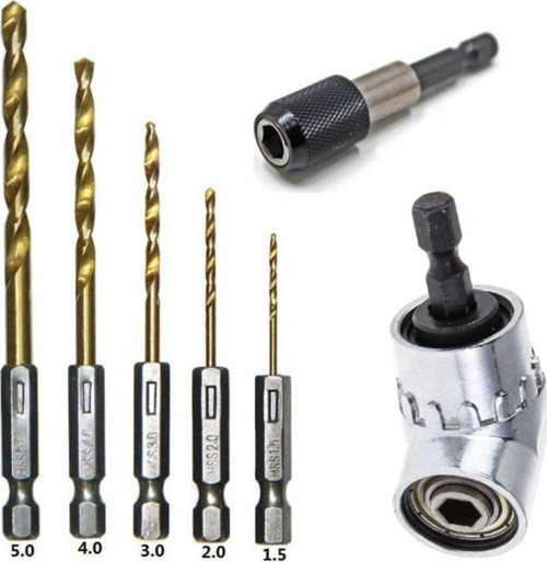 Altıgen 1/4 Hex Bit Uzatma Adaptörü 5Li Titanyum Matkap Ucu Seti Köşe Delme Vidalama Aparatı 6Gen