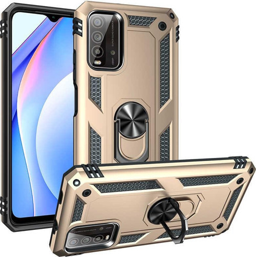 Xiaomi Redmi 9T Kapak Military Yüzüklü Stantlı Panzer Tank Kılıf - Gold