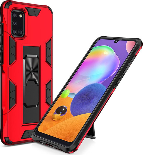 Samsung Galaxy A31 Kapak Standlı Mıknatıslı Tank Kılıf - Kırmızı