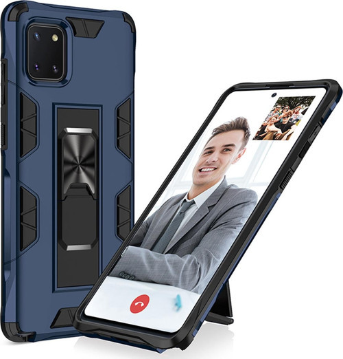 Samsung Galaxy A81 Kapak Standlı Mıknatıslı Tank Kılıf - Lacivert