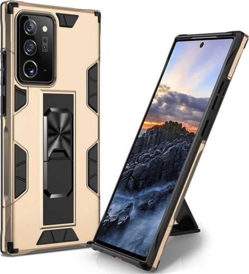 Samsung Galaxy Note 20 Ultra Kapak Standlı Mıknatıslı Tank Kılıf - Gold