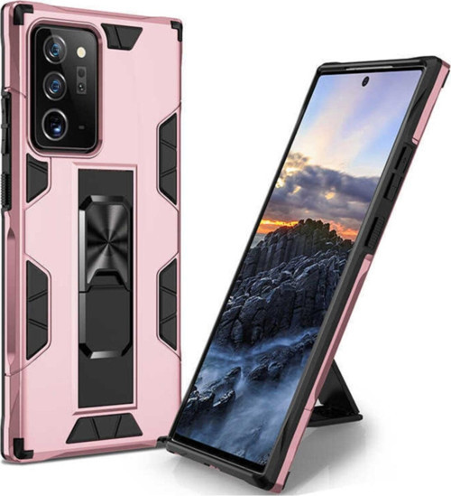 Samsung Galaxy Note 20 Ultra Kapak Standlı Mıknatıslı Tank Kılıf - Rose Gold