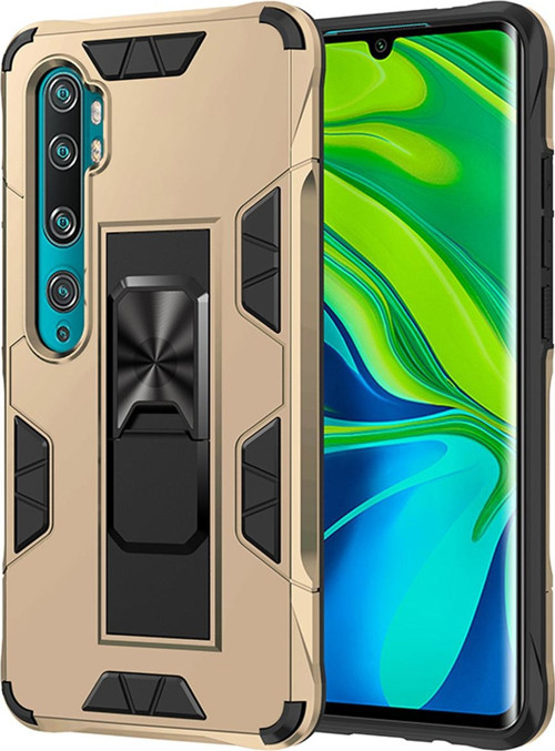 Xiaomi Mi Note 10 Lite Kapak Standlı Mıknatıslı Tank Kılıf - Gold