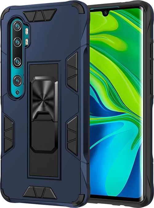 Xiaomi Mi Note 10 Lite Kapak Standlı Mıknatıslı Tank Kılıf - Lacivert