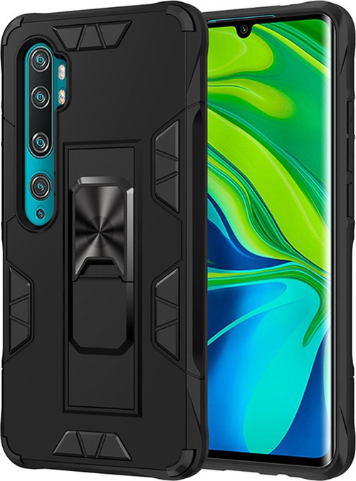 Xiaomi Mi Note 10 Lite Kapak Standlı Mıknatıslı Tank Kılıf - Siyah