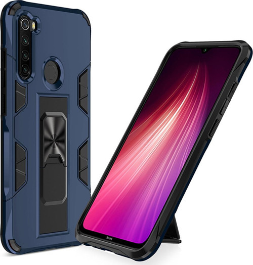 Xiaomi Redmi Note 8 Kapak Standlı Mıknatıslı Tank Kılıf - Lacivert