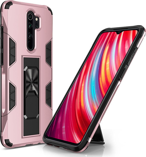 Xiaomi Redmi Note 8 Pro Kapak Standlı Mıknatıslı Tank Kılıf - Rose Gold