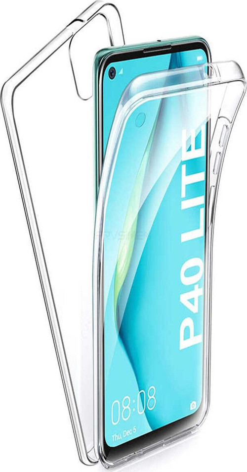 Huawei P40 Lite Kapak 360 Derece Ön ve Arka Tam Koruma Şeffaf Silikon Kılıf