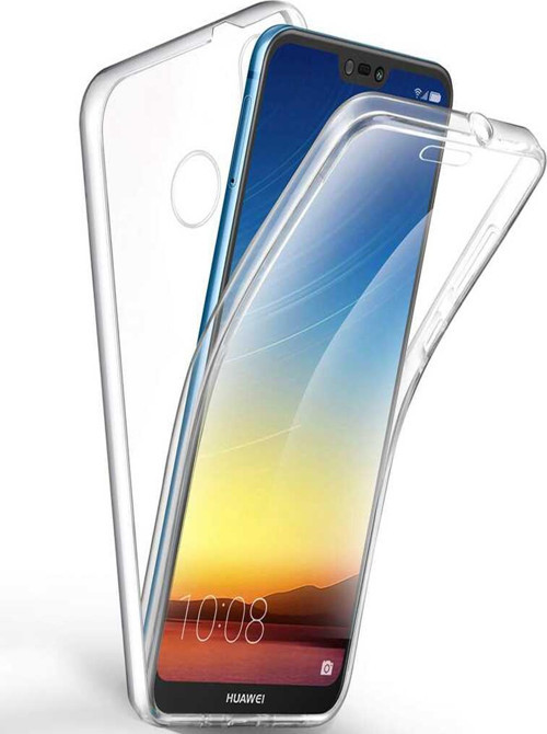 Huawei P20 Lite Kapak 360 Derece Ön ve Arka Tam Koruma Şeffaf Silikon Kılıf