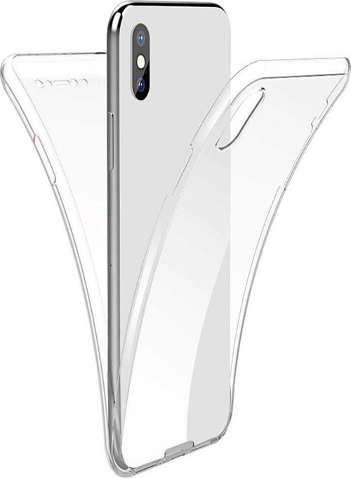 Apple iPhone X Kapak 360 Derece Ön ve Arka Tam Koruma Şeffaf Silikon Kılıf
