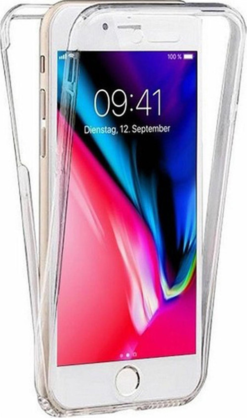 Apple iPhone 7 Kapak 360 Derece Ön ve Arka Tam Koruma Şeffaf Silikon Kılıf