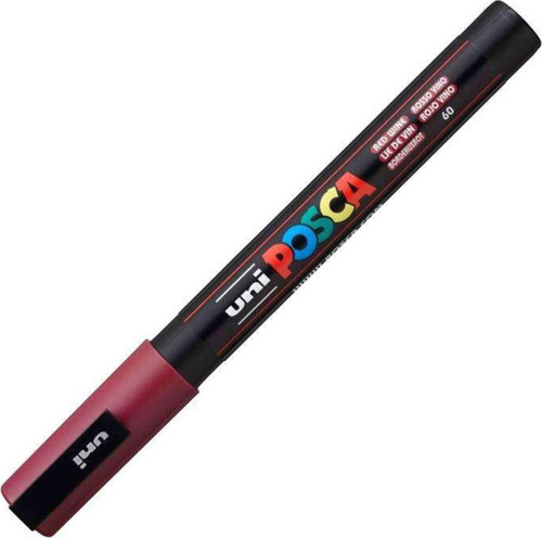 Markör Boyama Kalemi Posca Su Bazlı Poster 0.9-1.3 Su Bazlı Poster Markörü Şarap Kırmızı N Pc-3M (6 Lı Paket)