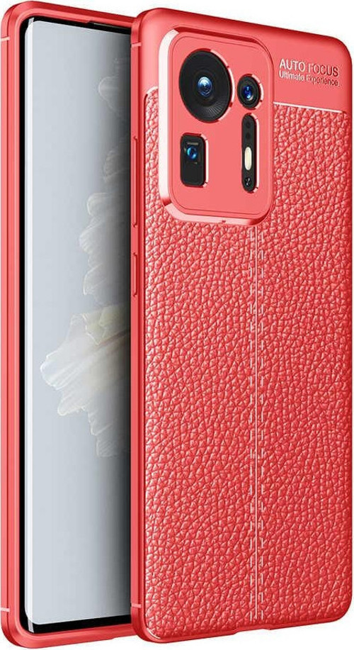 Realme Mi Mix 4 Kılıf Darbe Korumalı Deri Görünümlü Silikon Arka Kapak - Kırmızı