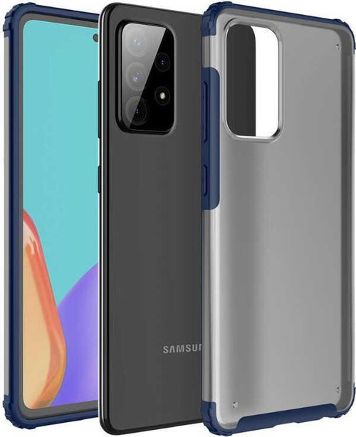 Samsung Galaxy A52 Kılıf Renkli Silikon Kenarlı Köşe Korumalı Private Kapak - Lacivert