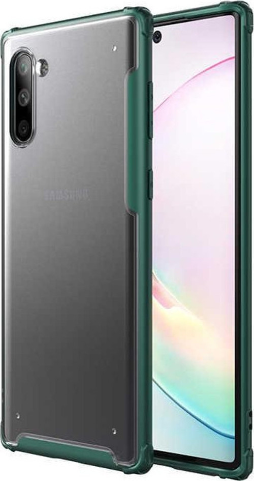 Samsung Galaxy Note 10 Kılıf Renkli Silikon Kenarlı Köşe Korumalı Private Kapak - Yeşil