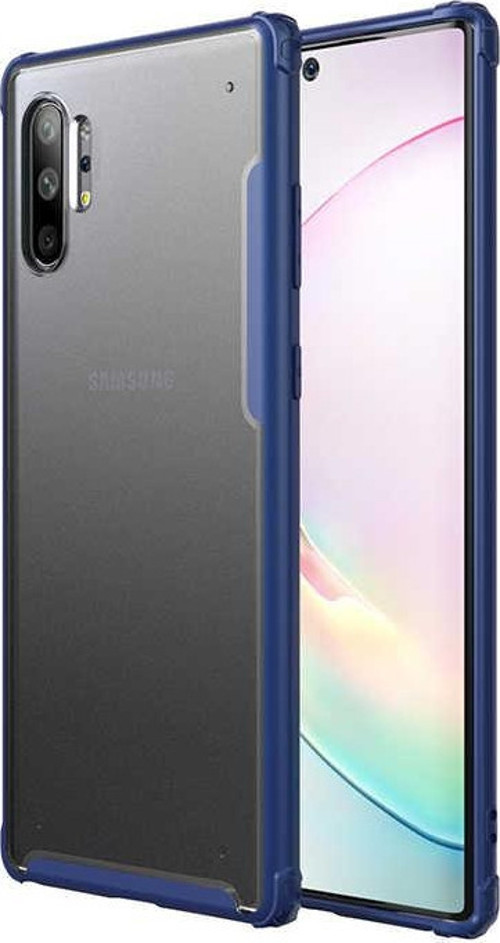 Samsung Galaxy Note 10 Plus Kılıf Renkli Silikon Kenarlı Köşe Korumalı Private Kapak - Lacivert