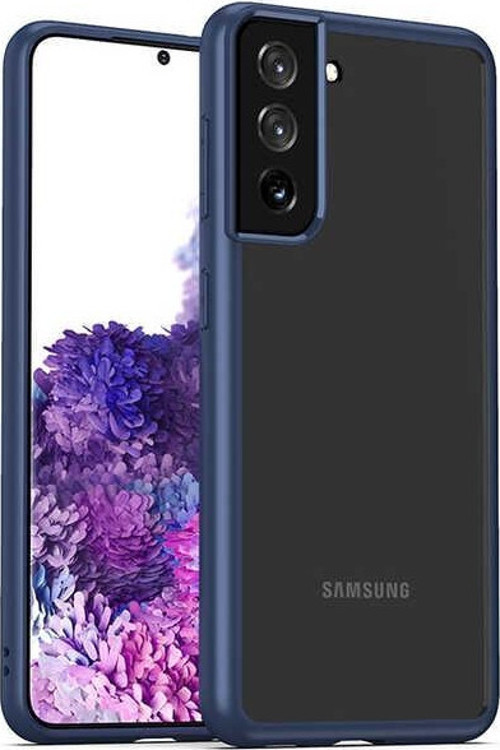 Samsung Galaxy S21 Kapak Arkası Şeffaf Kenarları Renkli Exclusive Kılıf - Lacivert
