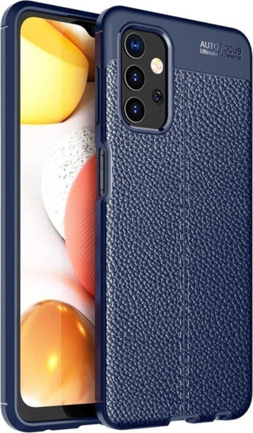 Samsung Galaxy A32 Kılıf Darbe Korumalı Deri Görünümlü Silikon Arka Kapak - Lacivert