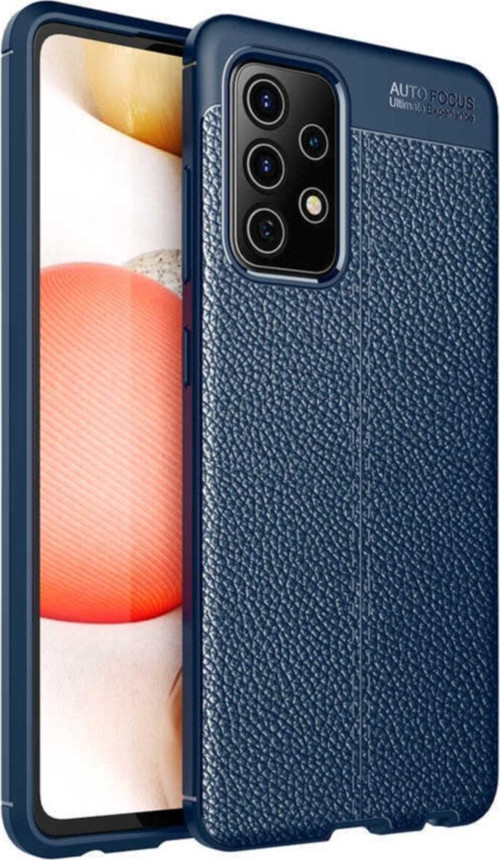 Samsung Galaxy A52 Kılıf Darbe Korumalı Deri Görünümlü Silikon Arka Kapak - Lacivert