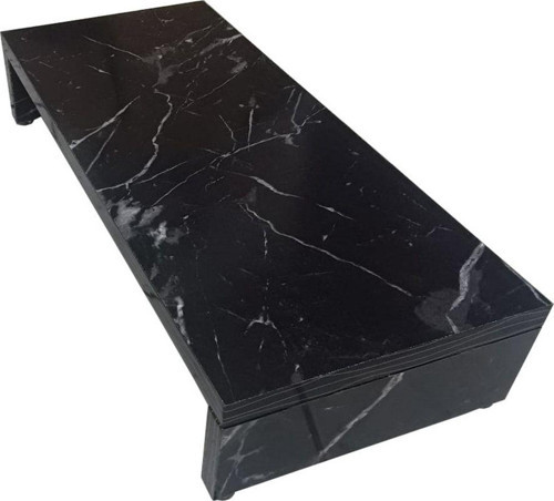 11 cm Yükseklikte Doğal Mermer Desenli Siyah Mdf Monitör Stand Ekran Stand Bendir Mdf 55 cm x 25 cm