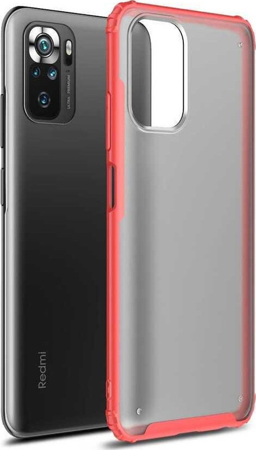 Xiaomi Redmi Note 10S Kılıf Renkli Silikon Kenarlı Köşe Korumalı Private Kapak - Kırmızı