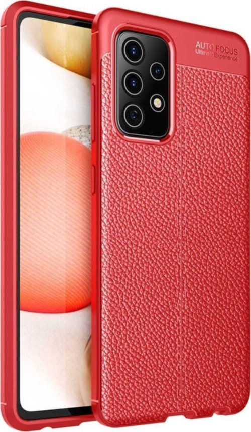 Samsung Galaxy A72Kılıf Darbe Korumalı Deri Görünümlü Silikon Arka Kapak - Kırmızı
