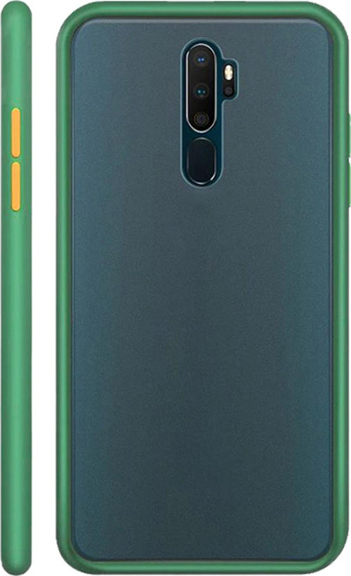 Xiaomi Redmi Note 8 Pro Kılıf Silikon Kenarlı Düğmeleri Renkli Mat Arka Kapak - Koyu Yeşil