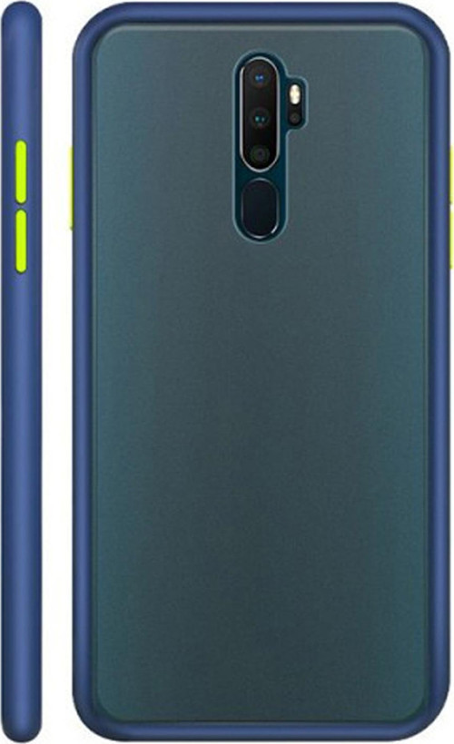 Xiaomi Redmi Note 8 Pro Kılıf Silikon Kenarlı Düğmeleri Renkli Mat Arka Kapak - Lacivert
