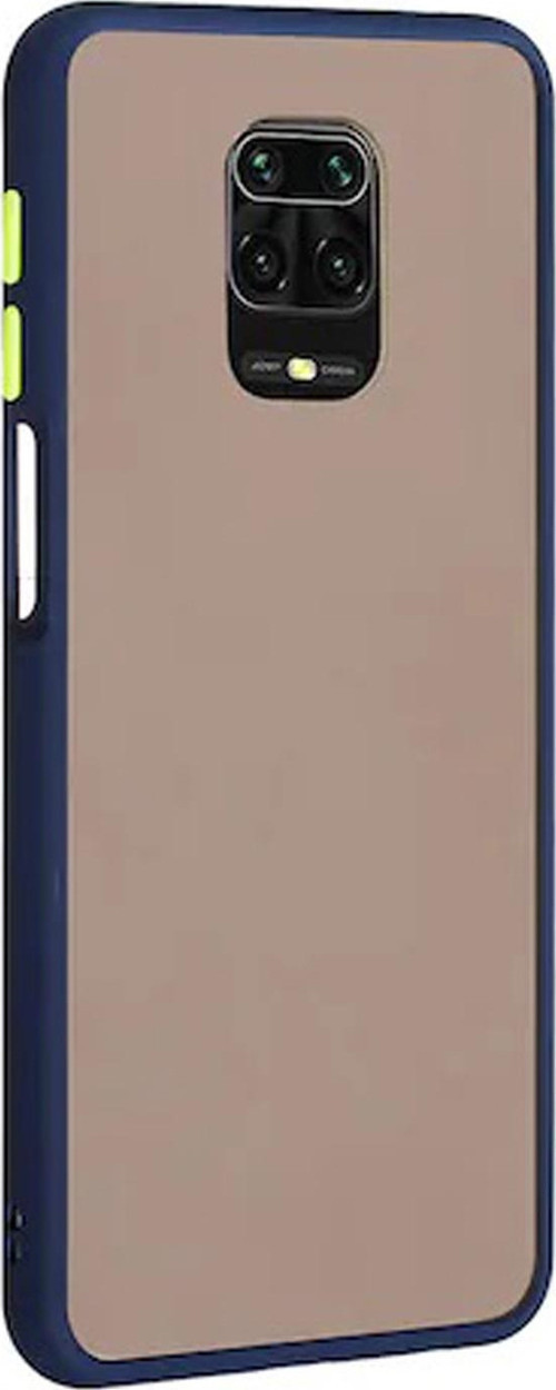 Xiaomi Redmi Note 9 Pro Kılıf Silikon Kenarlı Düğmeleri Renkli Mat Arka Kapak - Lacivert