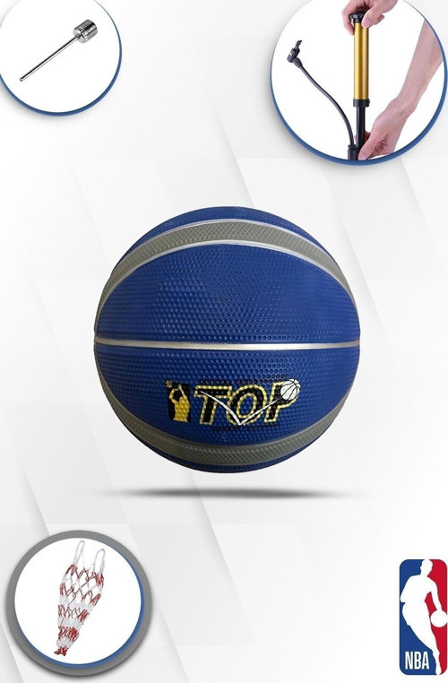 Prof. Maç/Antreman Kaymaz Kauçuk Iç/Dış Saha Uygun 7 Numara Basketbol Topu + File,Şişirme Iğnesi,Pom