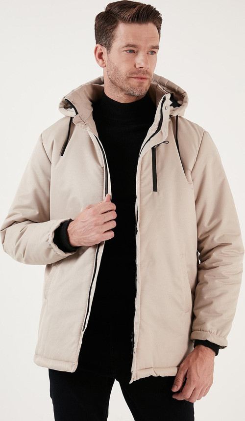 Su İtici Slim Fit Çıkarılabilir Kapüşonlu Erkek Mont 5711559 TAŞ