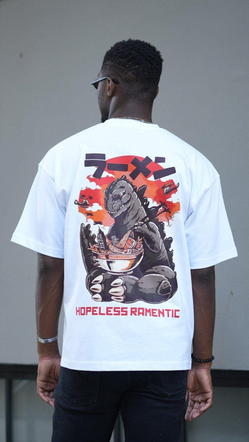 Oversize %100 Pamuk 'Hopeless Ramentic' Baskılı Unisex T-Shirt