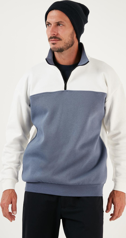 Regular Fit Fermuarlı Dik Yaka İçi Tüylü Yumuşak Şardonlu Kışlık Erkek Sweat 5905343 EKRU