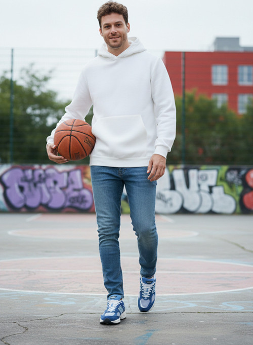 Slim Fit Kapüşonlu Kanguru Cepli İçi Tüylü Yumuşak Şardonlu Erkek Sweat 5905281 EKRU
