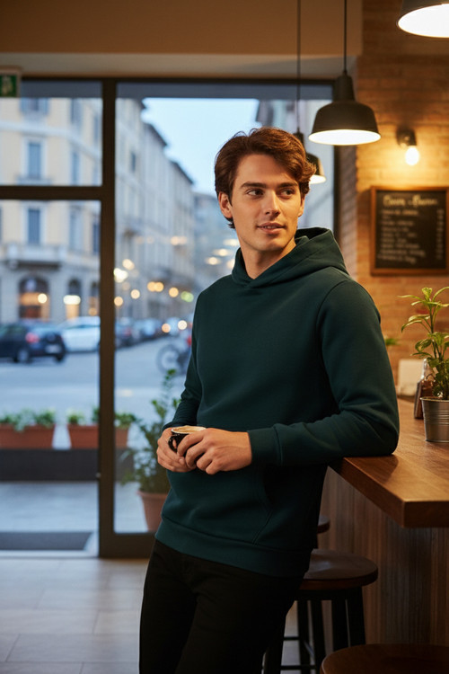 Slim Fit Kapüşonlu Kanguru Cepli İçi Tüylü Yumuşak Şardonlu Erkek Sweat 5905281 PETROL
