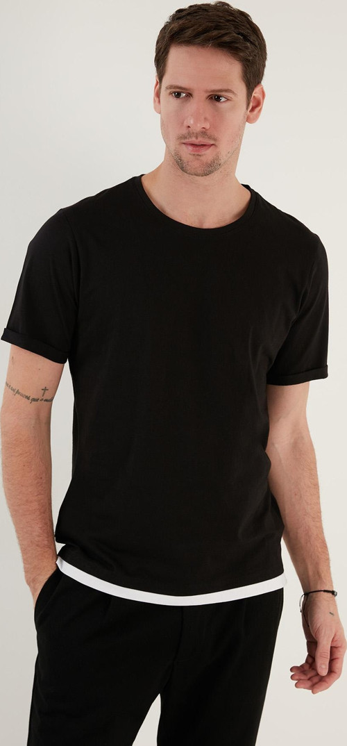 % 100 Pamuk Regular Fit Bisiklet Yaka Erkek T Shirt 5902515 SİYAH
