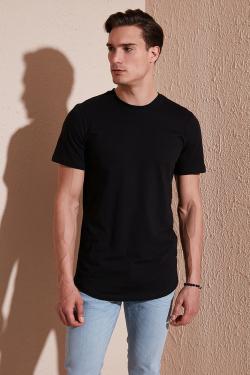 % 100 Pamuk Regular Fit Bisiklet Yaka T shirt Erkek T Shirt 5902511 SİYAH