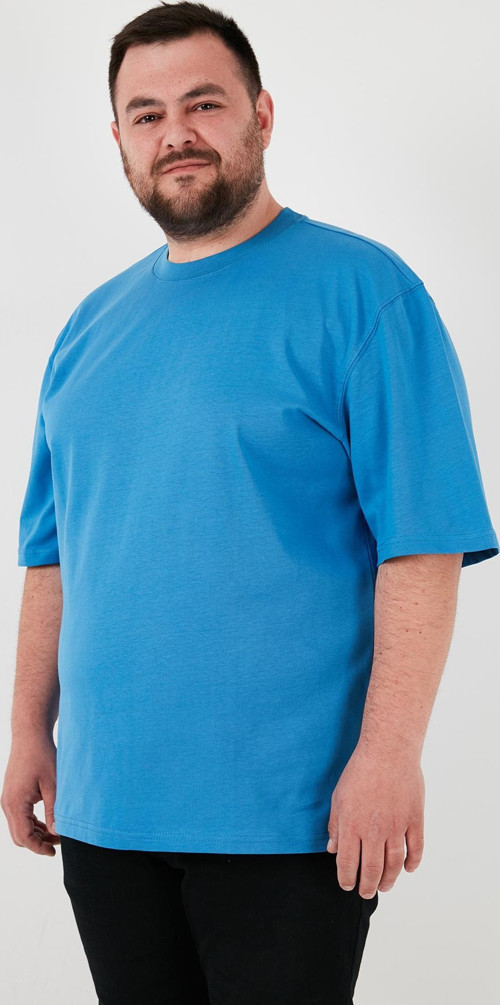 Pamuklu Regular Fit Büyük Beden Erkek T Shirt 5902365B MAVİ