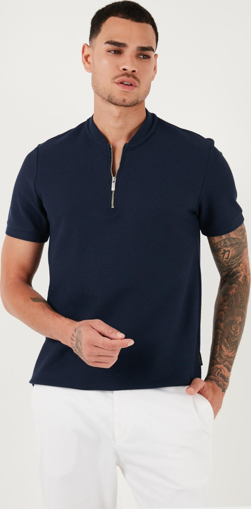 Pamuklu Regular Fit Yarım Fermuarlı Erkek T Shirt 5902653 LACİVERT