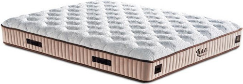 Line Visco Yatak 90x190 cm Tek Kişilik 28 cm Visco Süngerli Yaylı Lüks Yatak Orta Sert Krem Kumaş