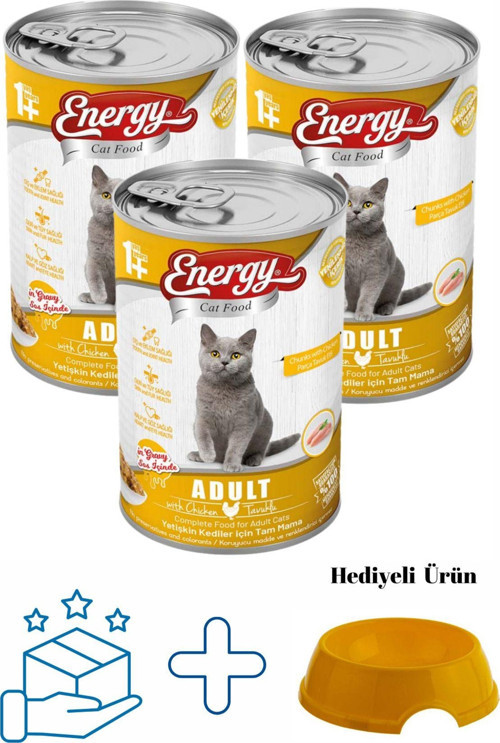 Tavuklu Yetişkin Yaş Konserve Kedi Maması 400 G - 3 Adet