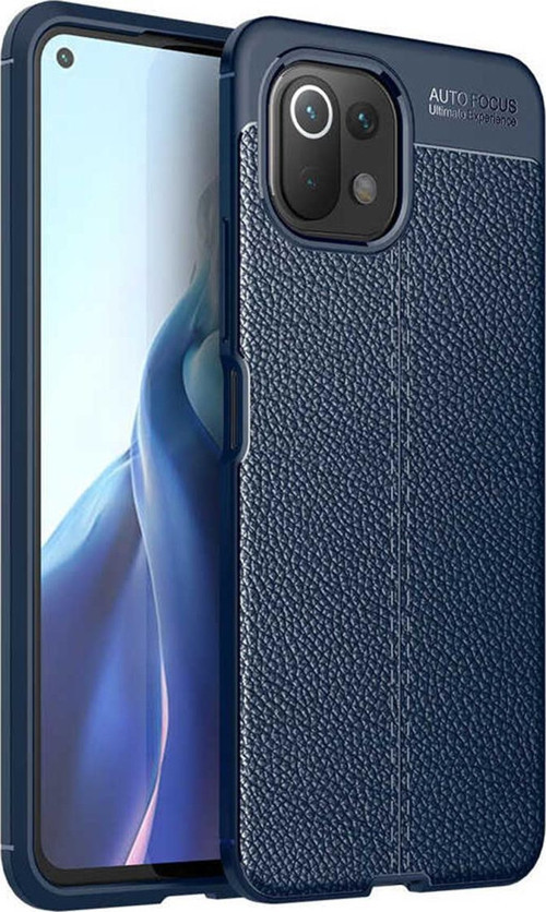 Xiaomi Mi 11 Lite Kılıf Darbe Korumalı Deri Görünümlü Silikon Arka Kapak - Lacivert